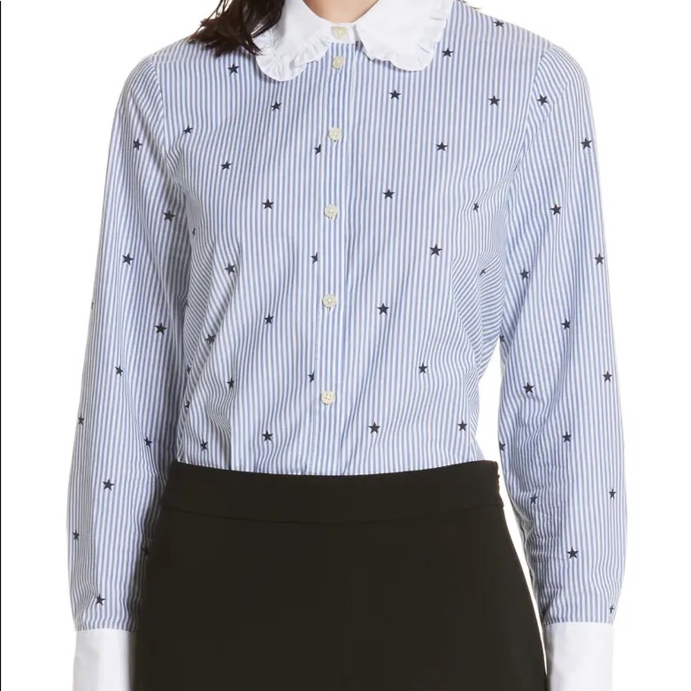 Kate Spade Twinkle Stripe Poplin Shirt w/ Collar M